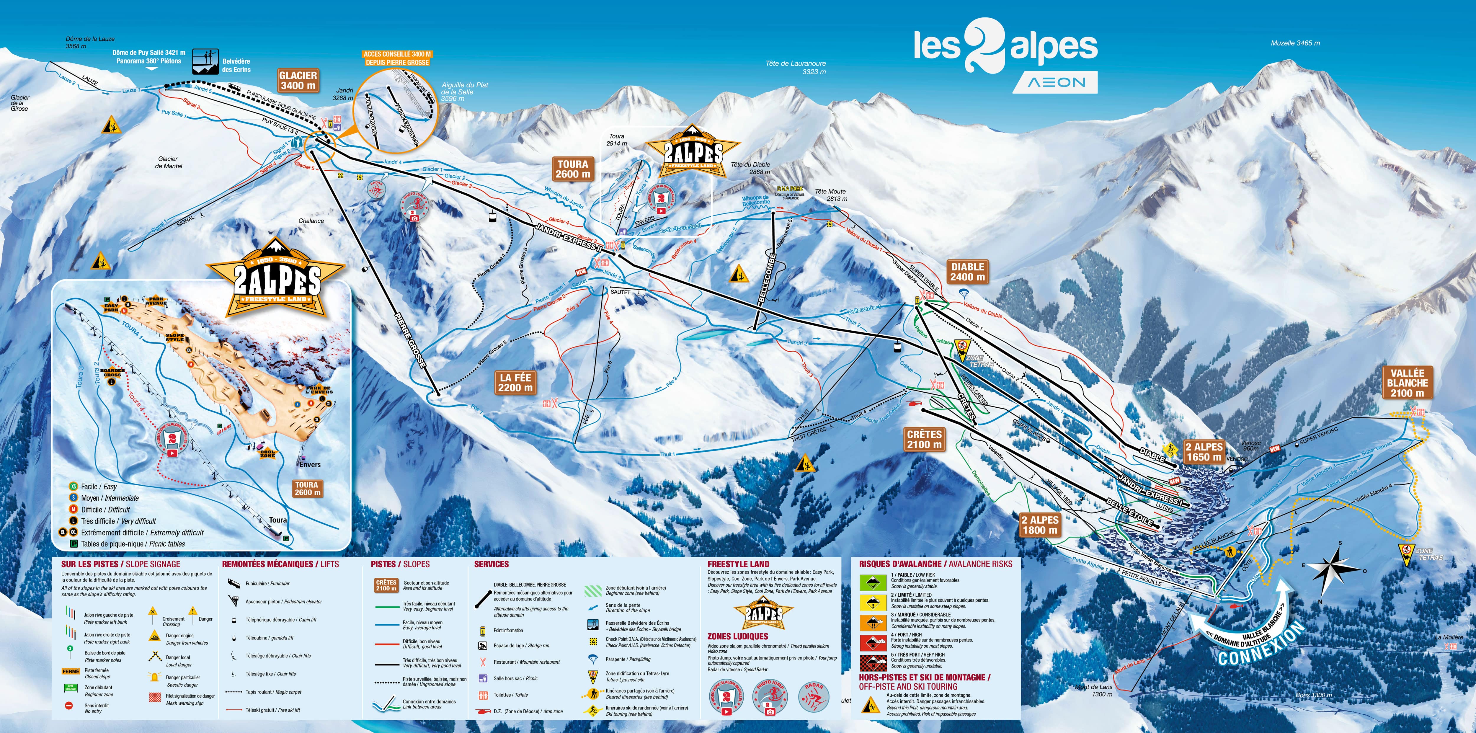 Les 2 Alpes Piste Map 2022
