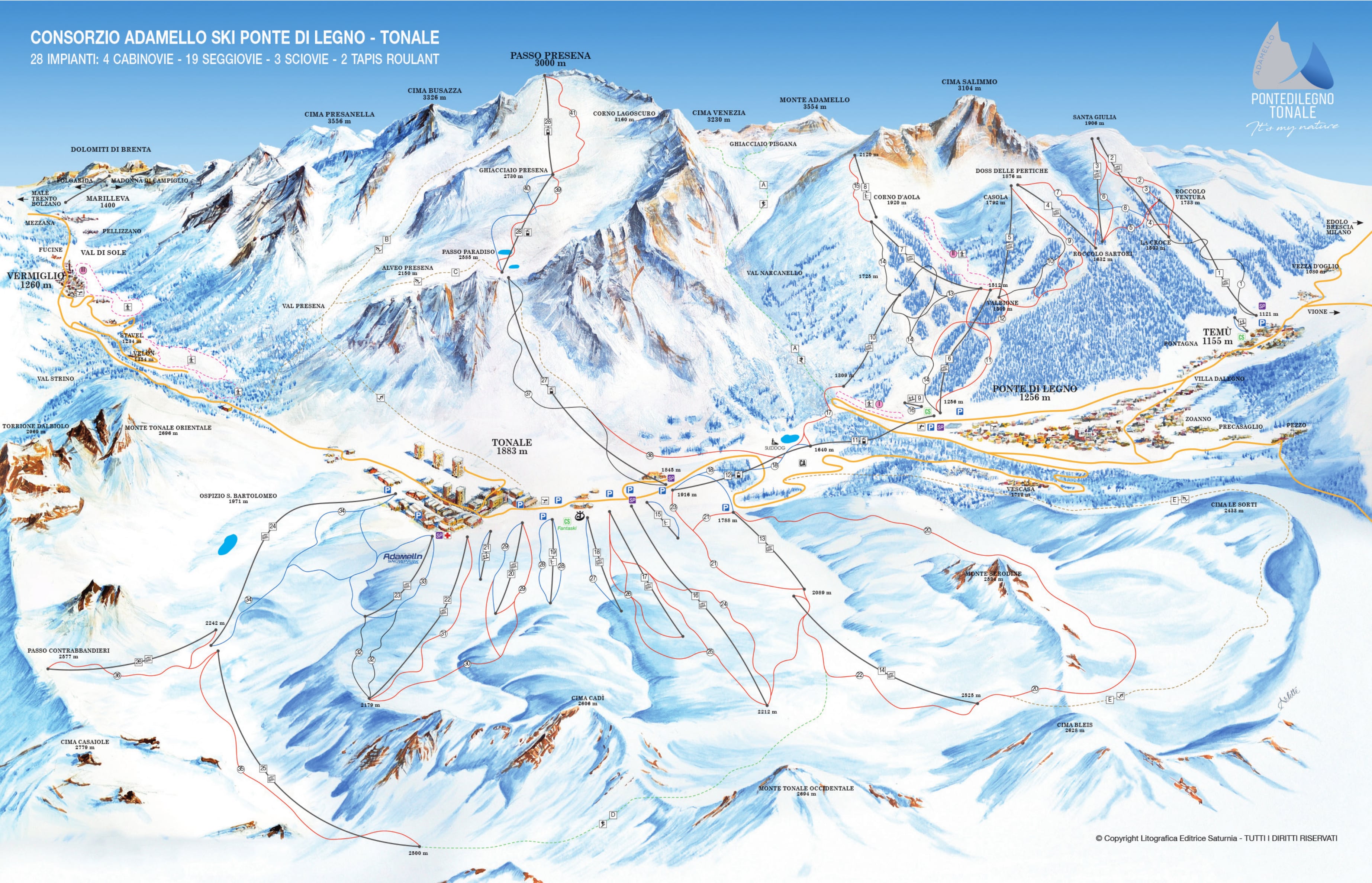 Pontedilegno Tonale Piste Map 2019