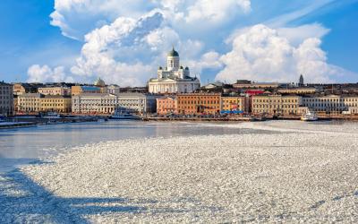 Helsinki winter cityscape