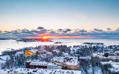 Beautiful winter cityscape Helsinki