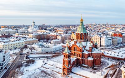 Beautiful aerial view of Helsinki city center