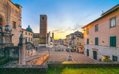 San Martino cathedral and torre civica. Versilia Lucca Tuscany