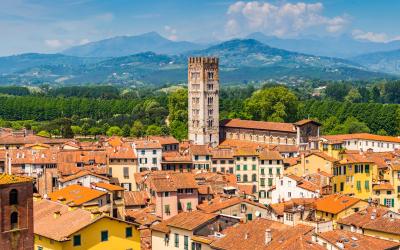 View over Italian town Lucca