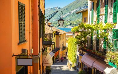 old town street in Bellagio city, Italy