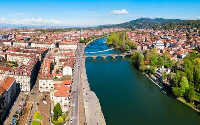 the centre of Turin city, Po river