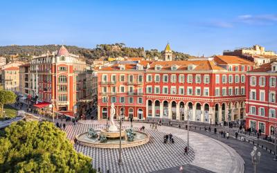 Aerial view of Place Massena square