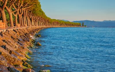 Promenade in Pechiera del Garda, Italy at sunrise