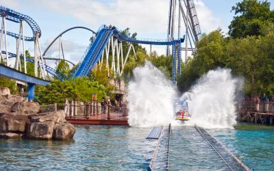 Poseidon water roller coaster in the Greek themed area of the Europa Park