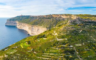 Aerial view of Dingli cliffs. Malta