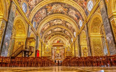 Baroque art and architecture interior. Valetta, Malta