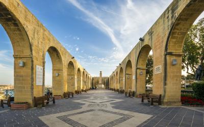 Valletta, Malta   The side terrace of the Upper Barrakka Gardens