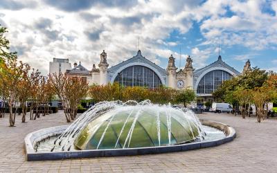 Fountain in front of the Railway Station of Tours   France