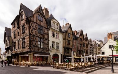 Historic buildings on Place Plumereau in Tours, France