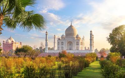 Beautiful Taj Mahal in the garden, India, Agra