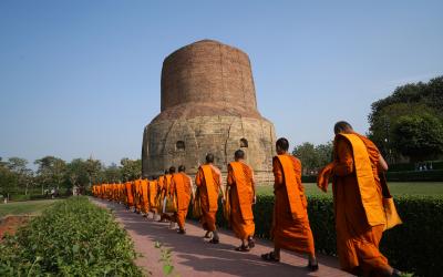 Buddhist monks Varanasi or Madhya Pradesh India