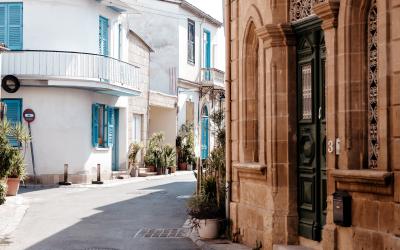 Narrow cozy street in old quarter of Nicosia. Cyprus