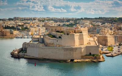 Battlement walls of the Saint Angelo Fort in Birgu, Malta