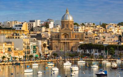Beautiful marina of Birgu at sunset, Malta
