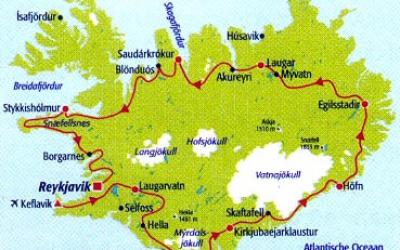 Islandijos zemelapis. Ring Road