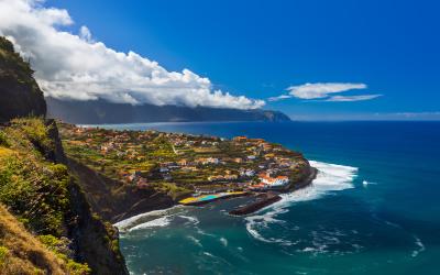 Village Ponta Delgada in Madeira Portugal   travel background