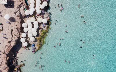Comino Island, Malta, Aerial top down view.