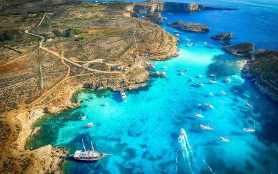Landscape with Blue lagoon at Comino island, Malta