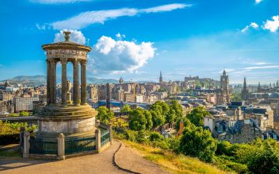 landscape of calton hill, edinburgh, uk