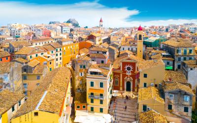 Panoramic view of Kerkyra, capital of Corfu island, Greece