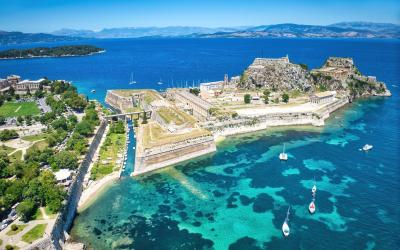 Ionian Islands of Greece Corfu. Panoramic view of corfu city