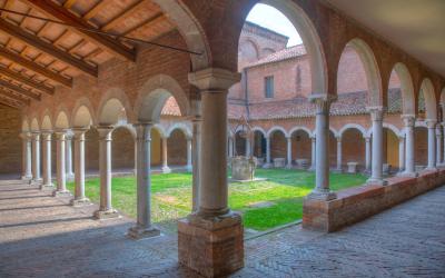 Courtyard of the cathedral museum in Ferrara in Italy.