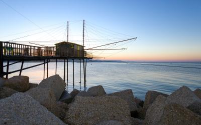 Italy, Pescara, the traditional fishing equipment called Trabocco