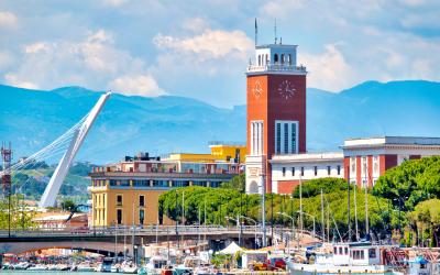 View of the Pescara city hall and surrounding buildings, Pescara, Italy