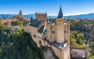 Aerial view of the Alcázar of Segovia,