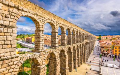 Segovia, Spain at the ancient Roman aqueduct.