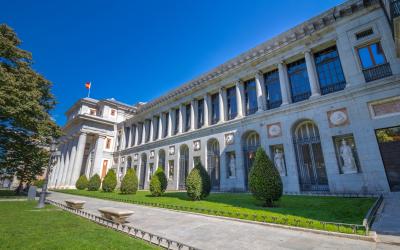 Statues in the facade of the Museo del Prado (The Prado Museum), Madrid, Spain.