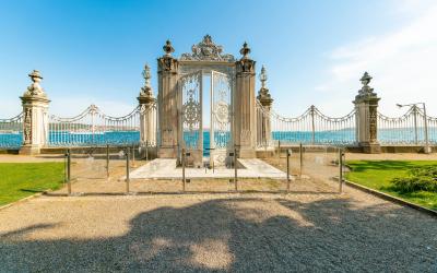 The port of ships at Dolme Bahce palace, Istanbul, Turkey