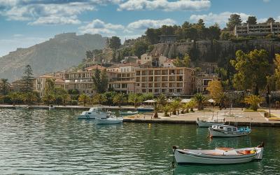 Panorama view of Nafplion old town, Peloponessos, Greece