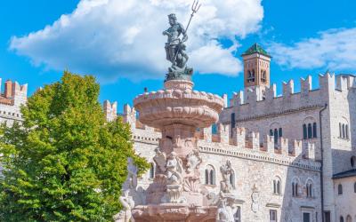 Neptune fountain in Italian town Trento.