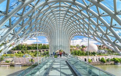 Awesome inside view of the Bridge of Peace over the Kura