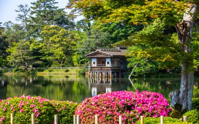 Fresh green Kenrokuen Garden, Kanazawa City, Ishikawa Prefecture