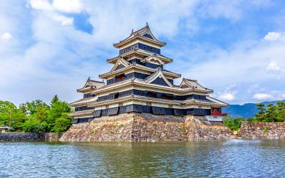 Matsumoto Castle or Crow Castle in summer is one of Japanese premier historic castles in Honshu.