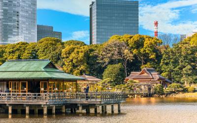 Shiori no ike pond of Hama rikyū Gardens