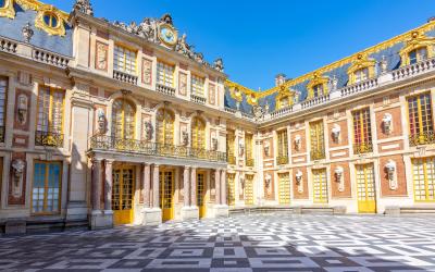 Facade of Versailles palace outside Paris, France