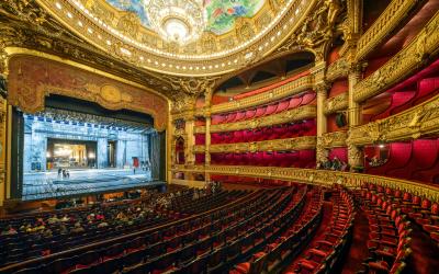 An interior view of Opera de Paris, Palais Garnier.
