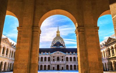 Main courtyard of Les Invalides (National Residence of Invalids) in Paris.