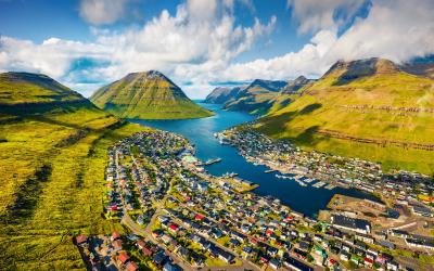 Klaksvik town with fjord, Faroe Islands