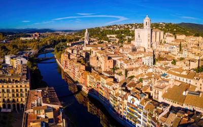 Aerial view of Girona, a city in Spain northeastern Catalonia region