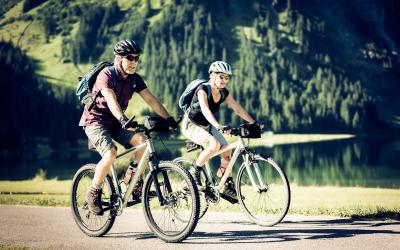Cycling Seniors by the Lake