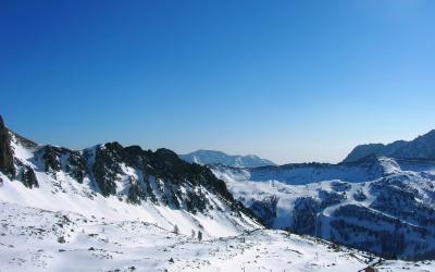 Winter landscape in the Alps seen from ISOLA 2000.