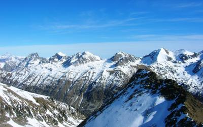 Winter landscape in the Alps seen from ISOLA 2000